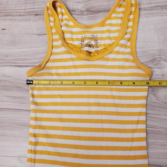 Vanity Ribbed Knit Tank Top with Lace trim women's size small - Picture 3 of 9